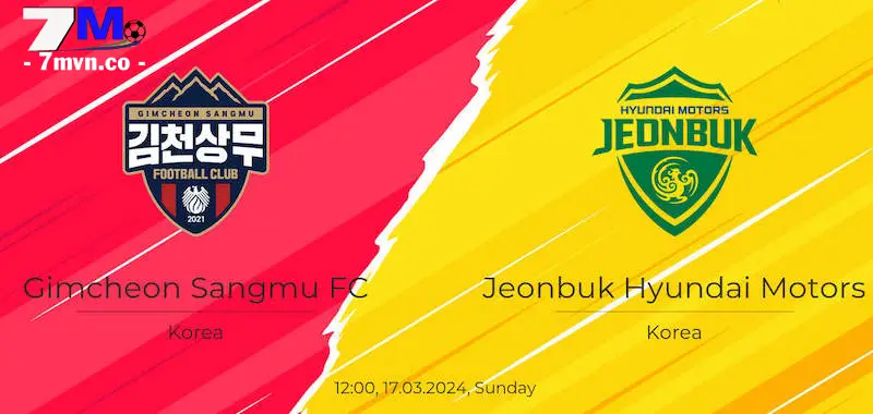 Ví dụ kèo châu Á đồng banh trong trận Gimcheon Sangmu vs Jeonbuk